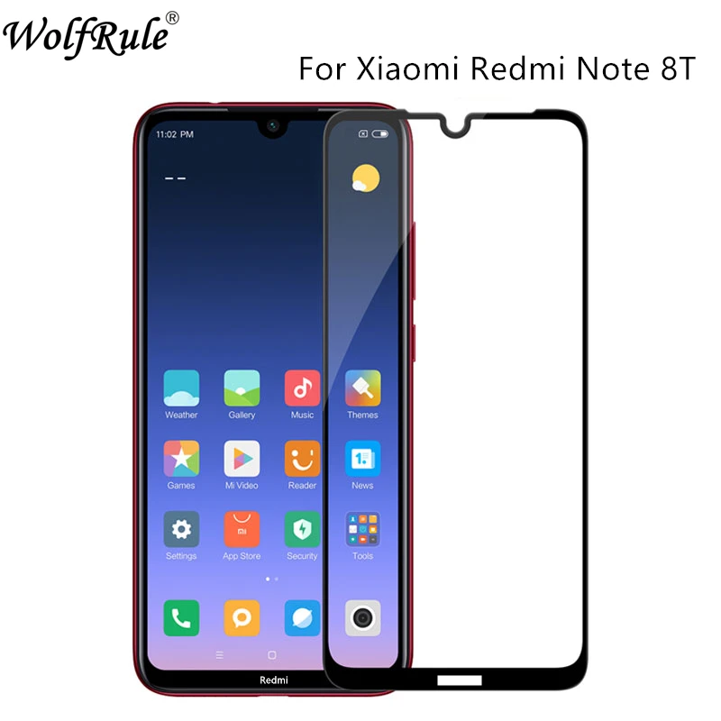 2 шт закаленное стекло для Xiaomi Redmi Note 8 T стекло HD полное покрытие клеевой протектор экрана для Xiaomi Redmi Note 8 T 8 T стекло 6,3" - Цвет: Black