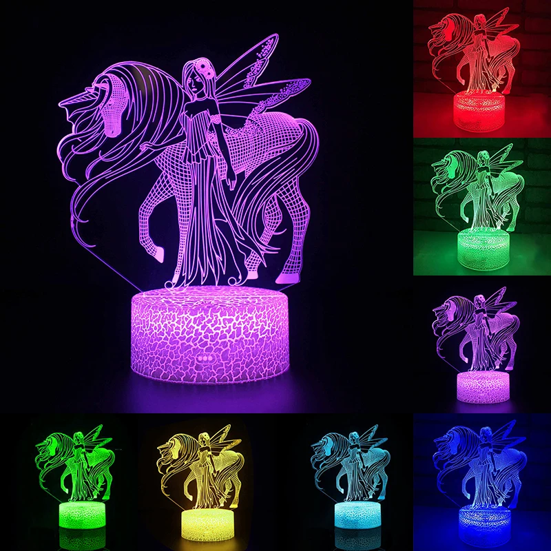 16 цветов 3D светильники в виде Единорога животное лошадь ночник сенсорный контроль светодиодный светильник Оптическая иллюзия Лампа рождественские подарки игрушки украшение свет