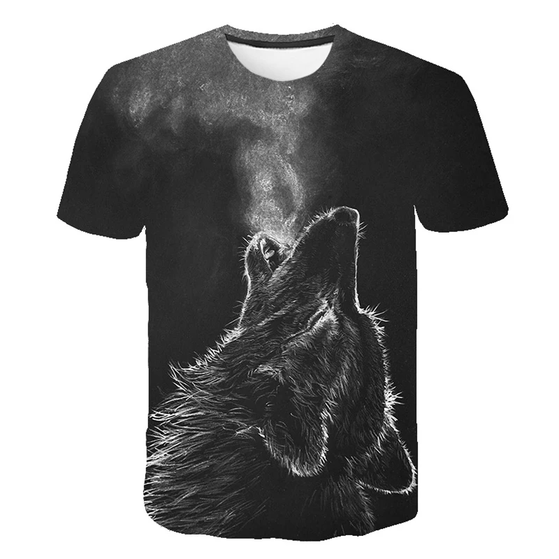 Мужская футболка 3D Wolf забавная для мужчин и женщин летняя с коротким рукавом топы