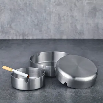 

Stainless Steel Cigar Ash Tray Anti-scalding Round Shape Portable Ashtray Easy Cleaning Cigarette Accessories 1Pcs
