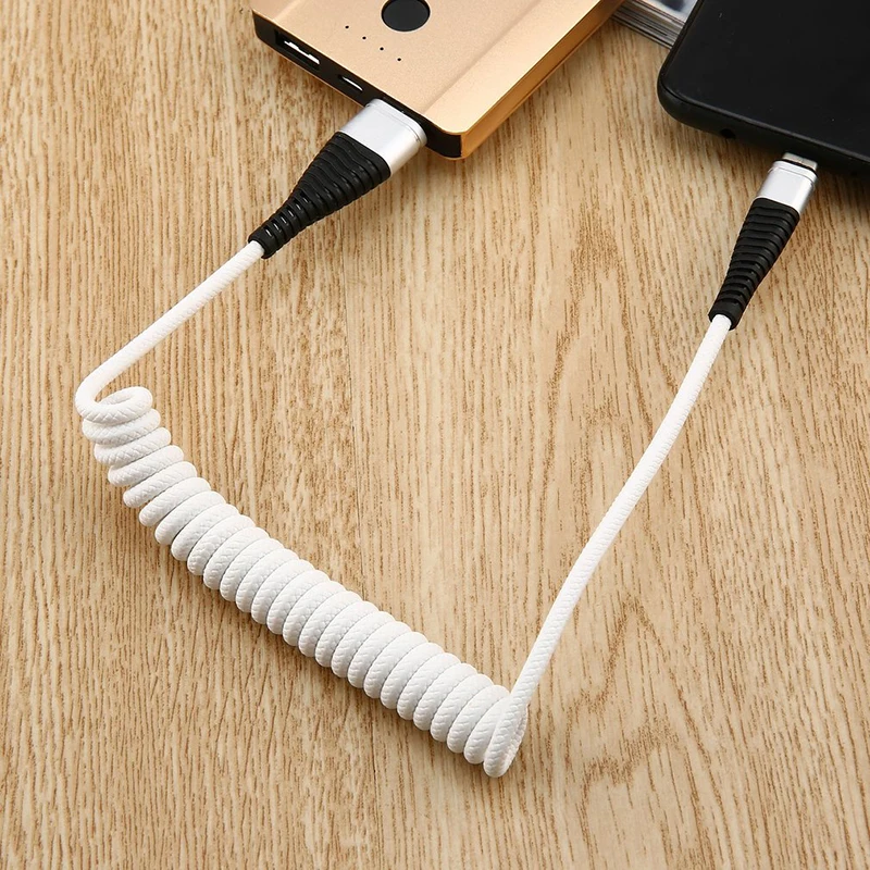 1,2 м выдвижной пружинный Спиральный Micro USB кабель для iPhone samsung Android мобильный телефон Быстрая зарядка usb type C кабель провод шнур