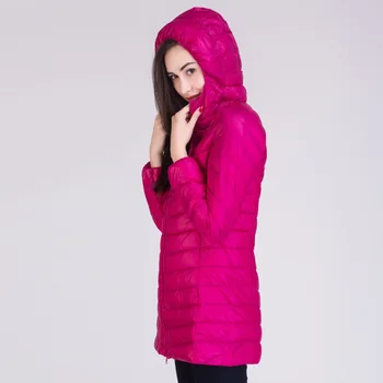 

2019 Autumn And Winter New Style Medium-length Women's Hooded down Jacket Thin Slim Fit Omega-Plus-sized