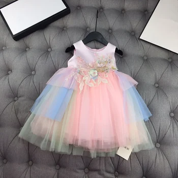 

European and American children's wear 2020 summer new style Sleeveless flower embroidered two-piece girl baby dress