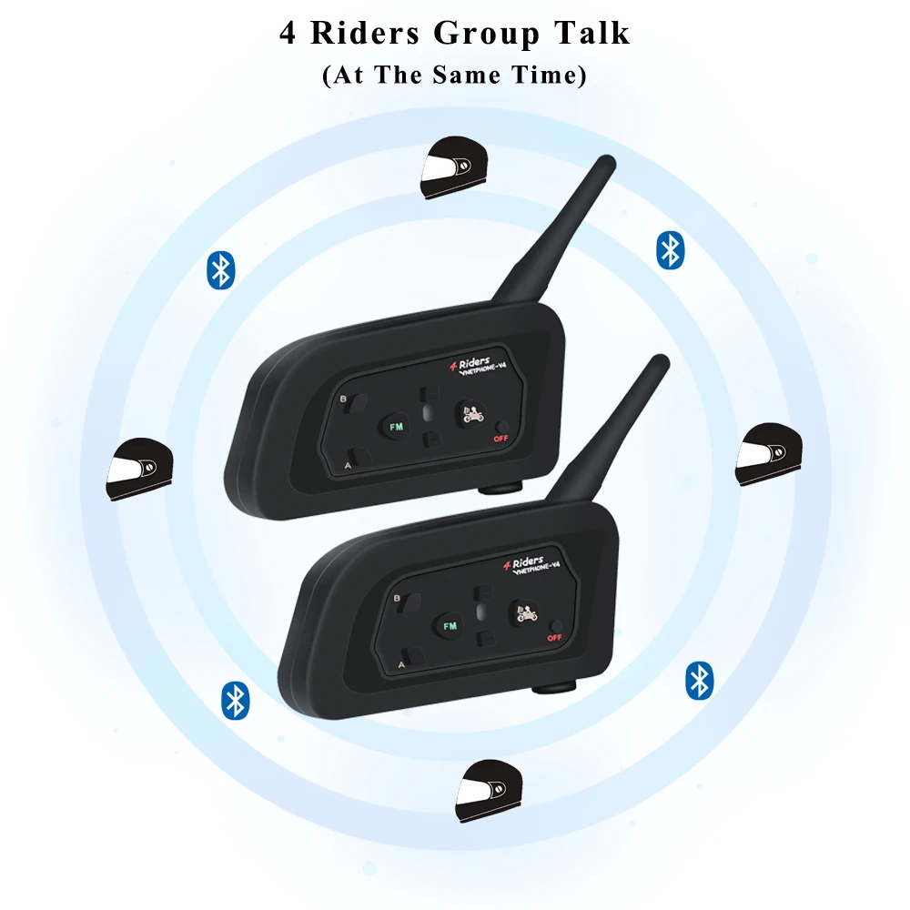 2 шт. Vnetphone V4 Moto rcycle домофон шлем Bluetooth гарнитура kask Интерком moto FM радио 4 всадника