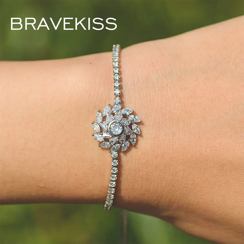Bravekiss Модные прозрачные Кристальные аксессуары для браслетов модные друзья CZ Tennie браслеты для женщин ювелирные аксессуары UB0209