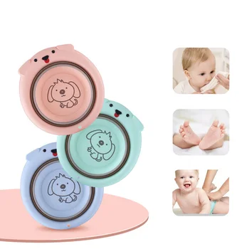 

Cartoon Portable Baby Basins Plastic Folding Children Washbasin Tourism Outdoor Foldable Bucket Household Bathroom Supplies