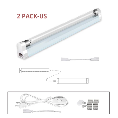 2 Lamps US Plug 8 Вт 6 Вт бактерицидный светильник Озон T5 трубка УФС-стерилизатор для удаления пыли клещ УФ-кварцевая лампа для кухни/спальни/больницы/туалета - Цвет: 2 Lamps US Plug
