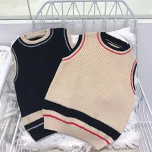 Сезон осень-зима; Толстый жилет; детская одежда в Корейском стиле; трикотажный жилет для мальчиков и девочек в студенческом стиле; смешанные цвета; детский вязаный жилет