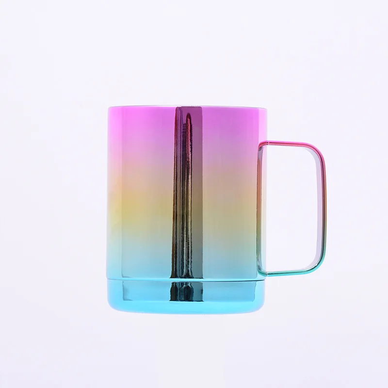 

Vacuum Stainless Steel Vacuum Cup with Handle Stainless Steel Cup Electroplated Gradient Color Cup Logo