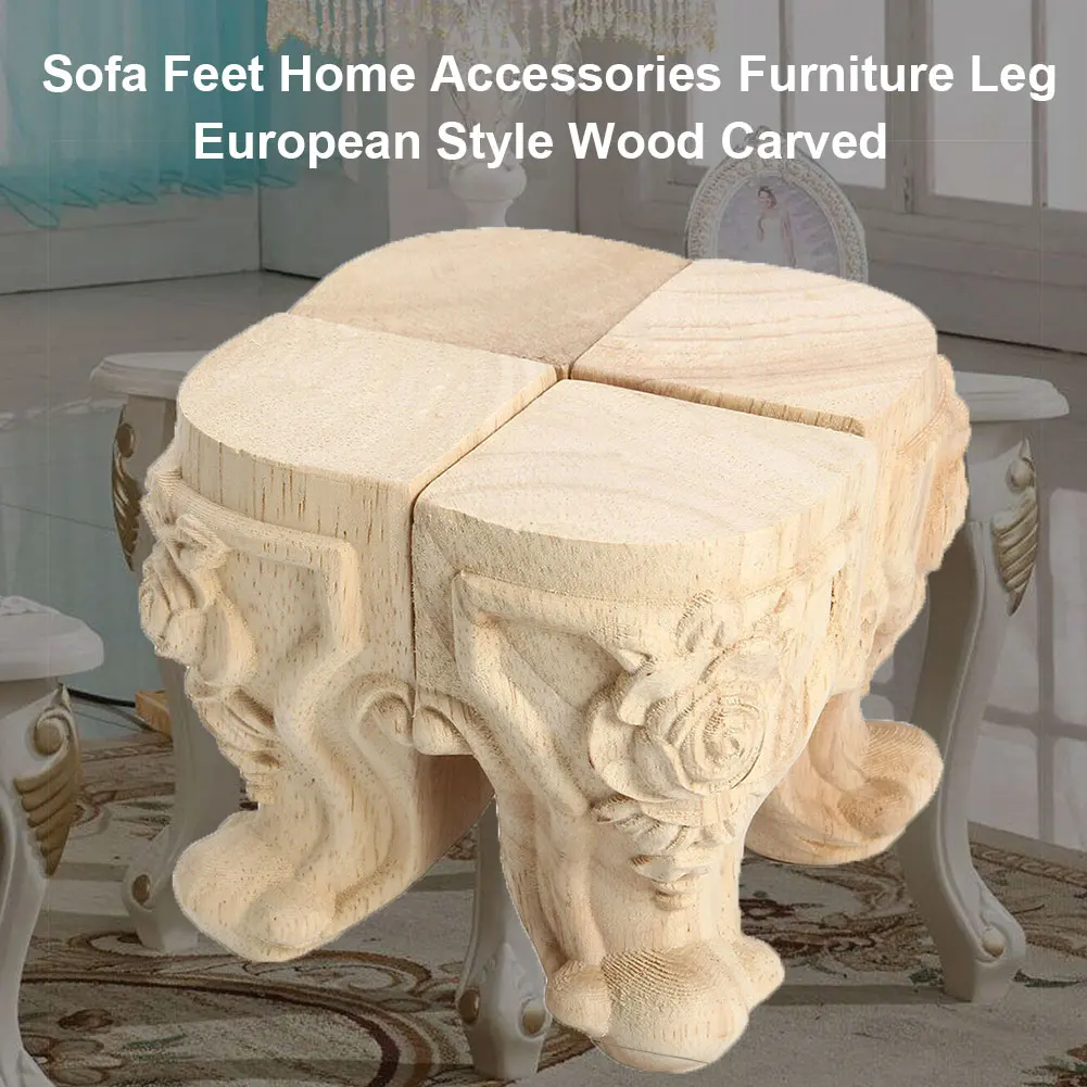 

4pcs/set TV Cabinet Sofa Feet Coffee Table Decoration Chairs Furniture Leg Wardrobe Wood Carved European Style Non Slip