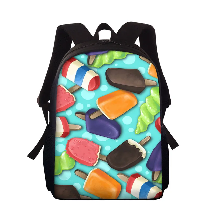 15” Custom School Bags Cute Popsicle Prints Kids Backpack For Boys Girls School Book Bags Primary Schoolbag Student Bagpack