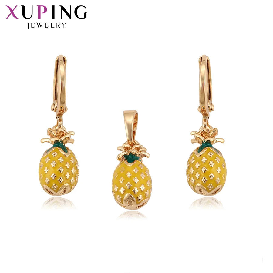 Xuping уникальный милый дизайн ананаса позолоченные ювелирные наборы для женщин