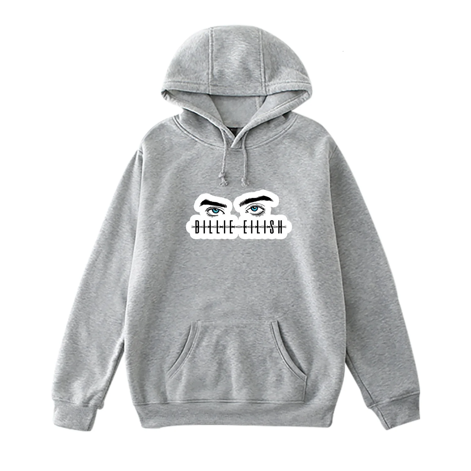 Grey-B Горячая Распродажа Billie Eilish женские толстовки, свитшоты, куртки повседневная толстовка с капюшоном размера d размера плюс 4XL товар повседневный тренд - Цвет: Grey-B