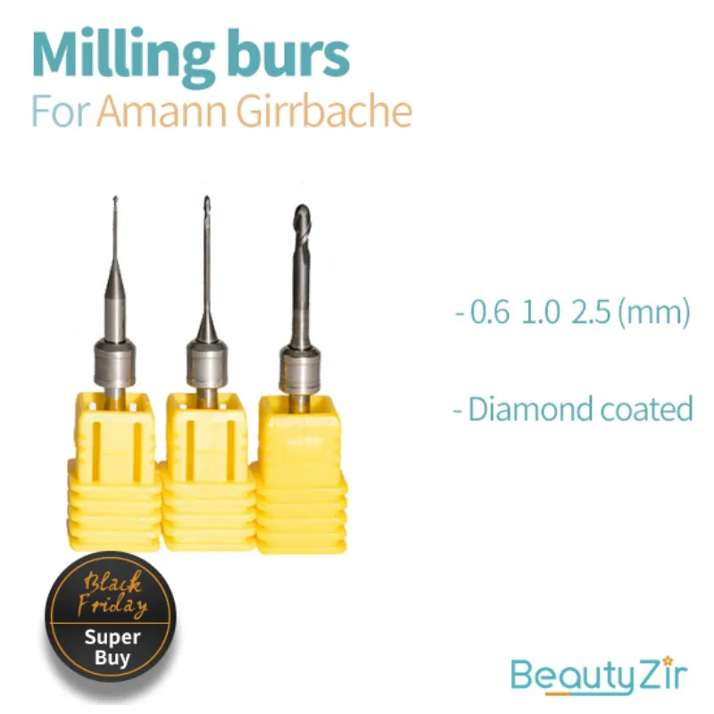 Фрезерные инструменты Amann Girrbach 3 шт. хвостовик 0 3/0 6 мм/1 мм/2 5 мм зубные боры