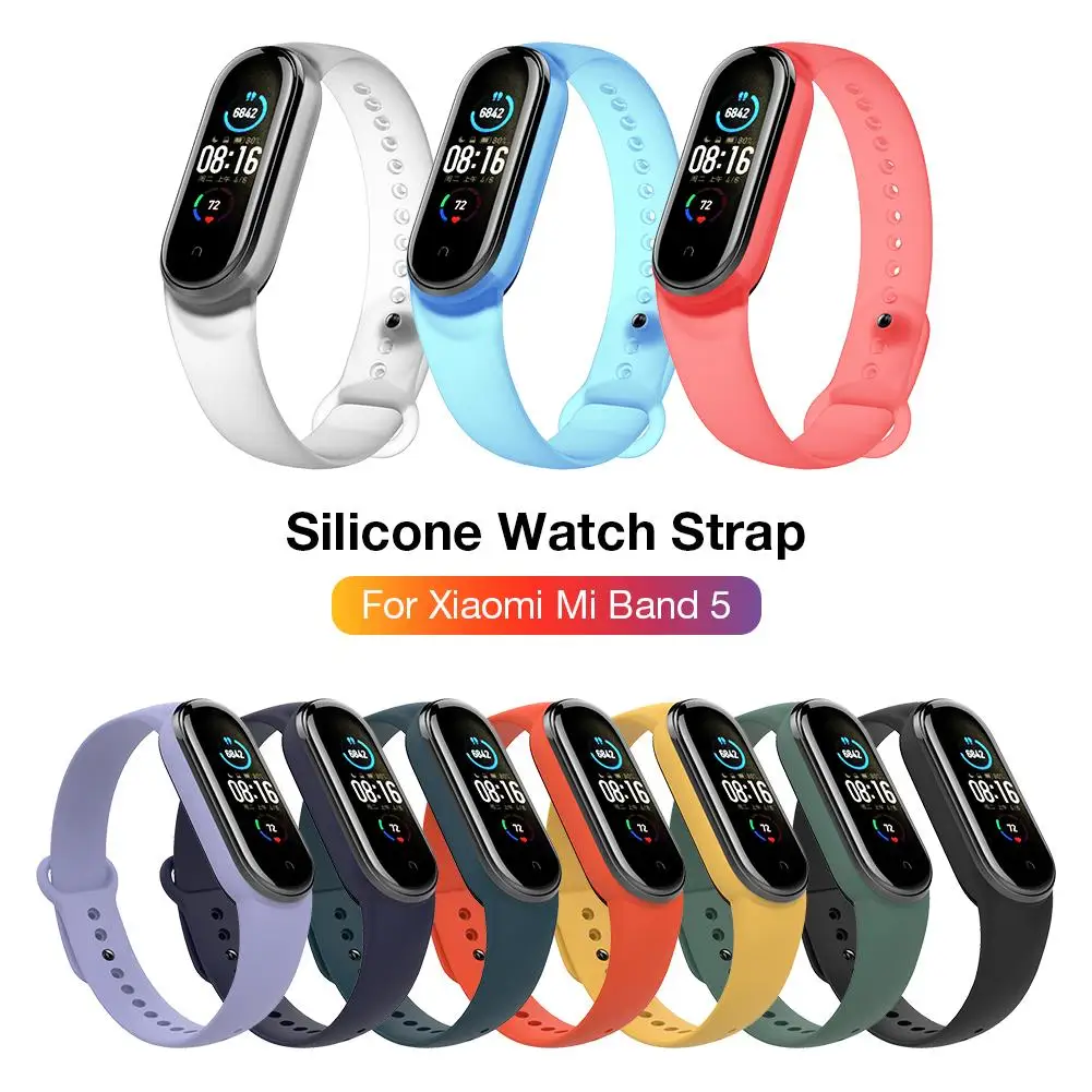 

Smart Bracelet Wrist Strap For Xiaomi Mi Band 5 Replacement Solid Color Comfortable Silicone Wristband Accessories