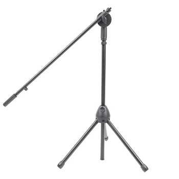 

Adjustable Height Metal Microphone Floor Stand Tripod with Boom Arm 3 Mic Holders Phone Holder for Studio Cellphone Live New