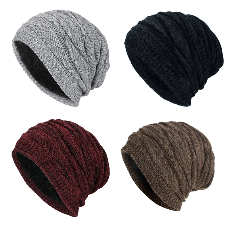 Мужские вязаные крючком мужские мешковатые зимние осенние теплые лыжные шапки