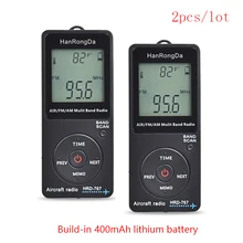 2 шт./партия, HRD-767, мини FM/AM/AIR, многополосное радио, портативный авиационный радиоприемник, ЖК-дисплей, кнопка блокировки с Eeadphone