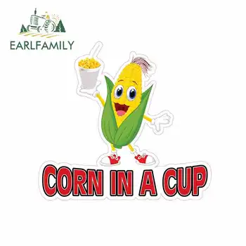 

EARLFAMILY 13cm x 12.1cm for Corn In A Cup Concession Restaurant Food Car Stickers Vinyl Motorcycle RV VAN Decal Accessories