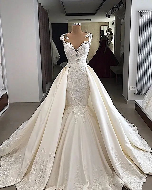 FATAPASE свадебное платье с открытой спиной Русалка 2020 со съемным шелковым хвостом