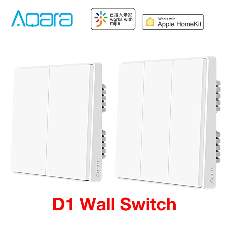 Aqara interruptor de pared D1 Zigbee Smart Wireless clave Control remoto luz línea cero fuego de interruptores WiFi No Neutral para MI Homekit