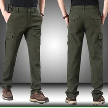 Мужские зимние штаны, плотные теплые брюки-карго, мужские повседневные флисовые тактические штаны, армейские мужские камуфляжные штаны для бега в стиле милитари, плюс 4XL