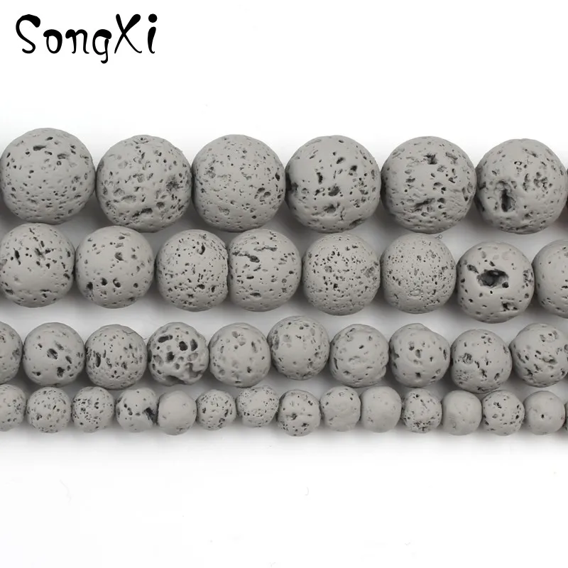 Strand Natural Stone Lava Rock Round Loose Beads For DIY Jewelry Making 4-10mm