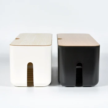 

NEW-Cable Storage Box Power Strip Wire Case Anti Dust Charger Socket Organizer Desktop Network Line Storage Bin Black