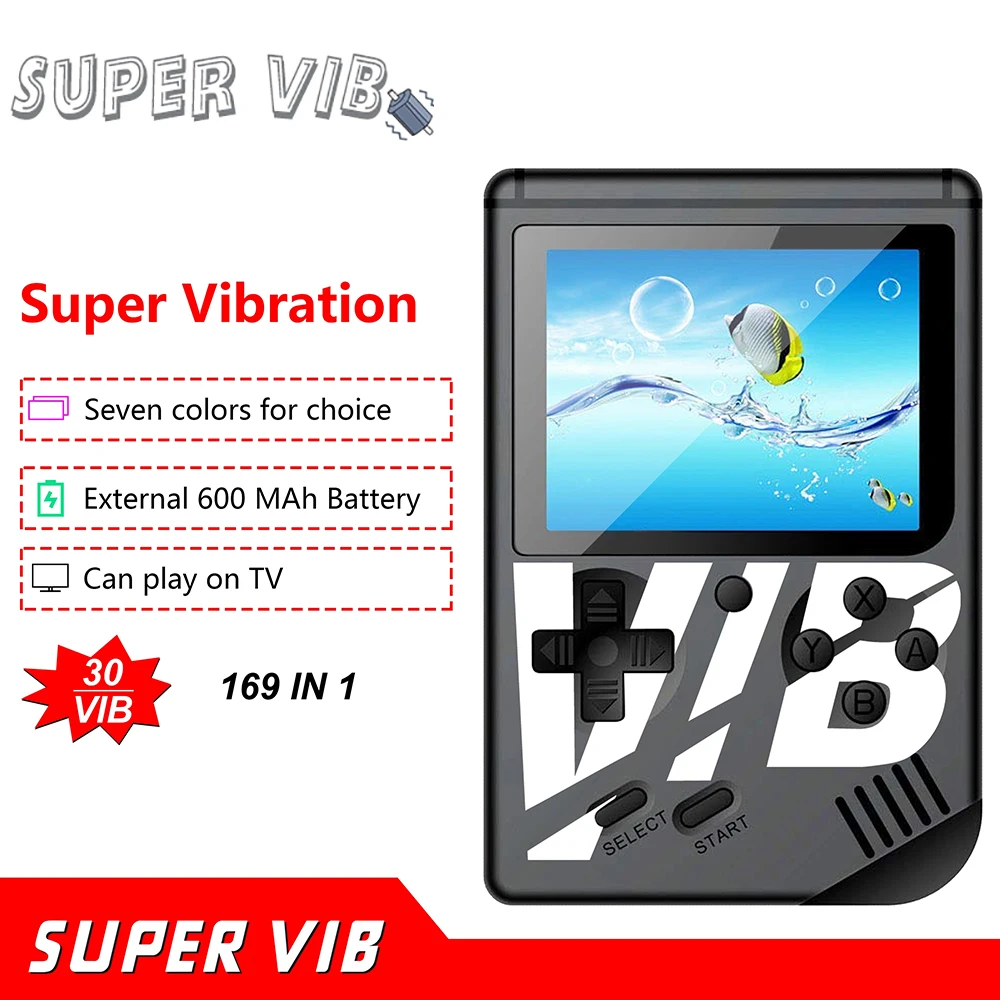 

2019 New Super VIB Vibration Games Retro Video game handheld game console Built-in 8 Bit 30 VIB game Mini consola portatil gift