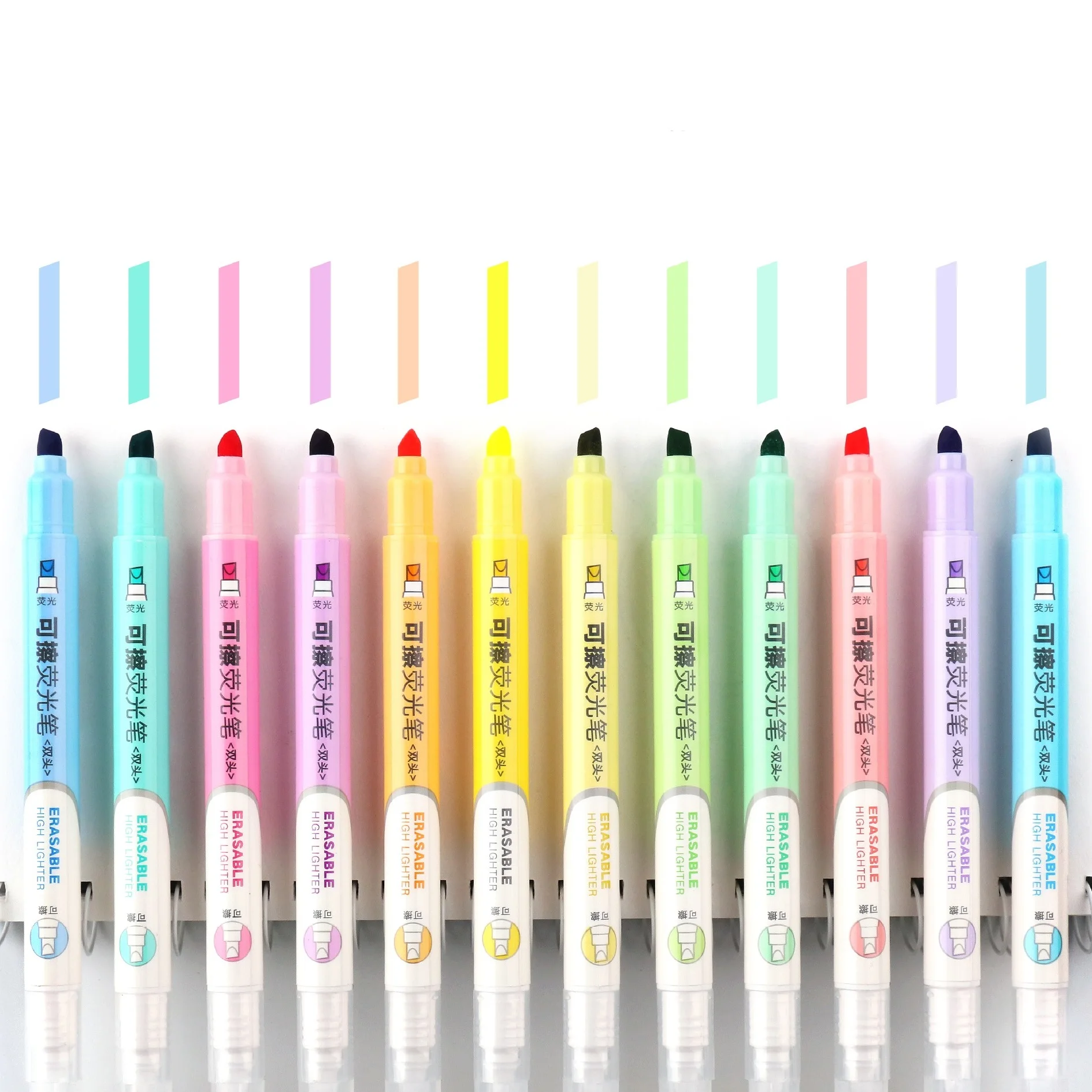 6pcs Erasable Highlighter Pen Set Mild & Bright Color Marker 1-4mm Liner for Highlighting Drawing Paint Office School A6245