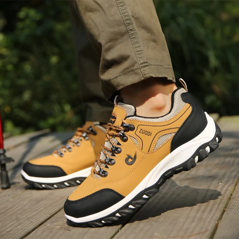

2020 High Quality Brand Men Shoes Leather Breathable Spring Autumn Casual Shoes Outdoor Non Slip Men Sneakers Hiking Shoes