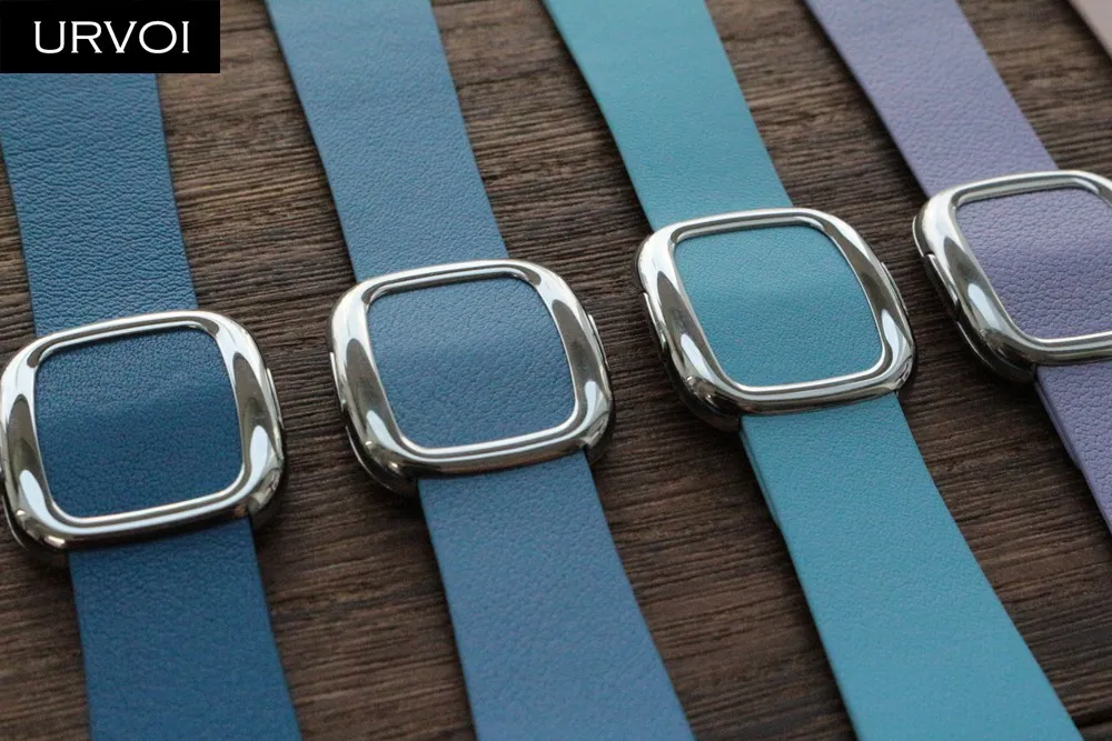 Современная Пряжка URVOI для apple watch 5, 4, 3, 2, ремешок 40 мм, ремешок для iwatch, мягкий гладкий верх, зернистая кожа, удобная на ощупь, новинка