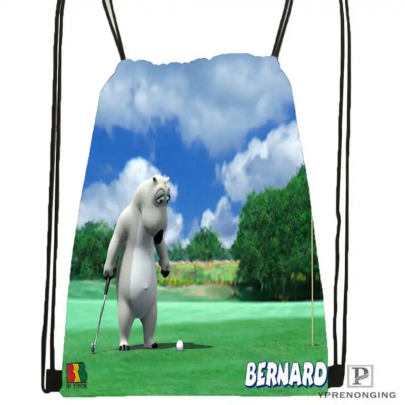 Пользовательские короткометражные мультфильмы Bernard Polar походная сумка на шнурке милый рюкзак для детей(черная спинка) 31x40 см#180531-02-29 - Цвет: Drawstring Backpack