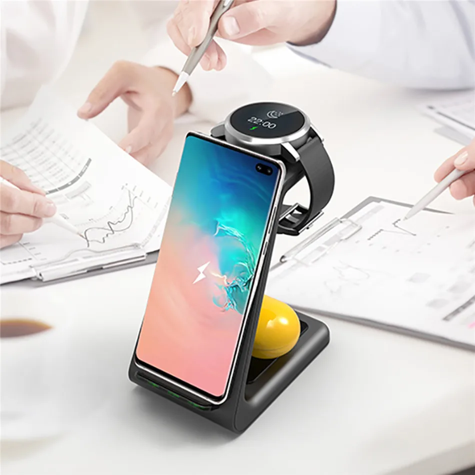 Carregador sem Fio de Carga Rápida para o Iphone Doca para Samsung Fone de Ouvido sem Fio 3 em 1 Uslion Carregador Relógio Tws Carga Suporte 10w 12 4 Cheap Carregadores sem Fio