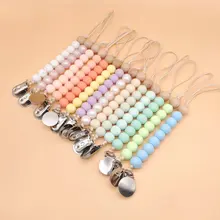 Clips de sucette sans BPA, chaîne en Silicone de qualité alimentaire, perles DIY factice en acier inoxydable, porte sucette, jouets de dentition pour bébé 