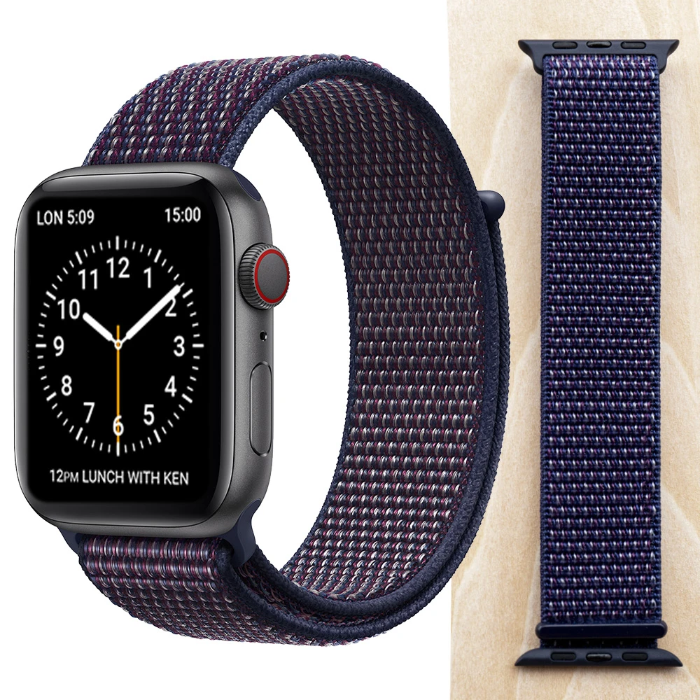 Высококачественный нейлоновый спортивный ремешок для Apple Watch Series 5 4 3 2 1, мягкий дышащий тканый ремешок 44 мм iwatch 38 мм 40 мм - Цвет ремешка: Indigo