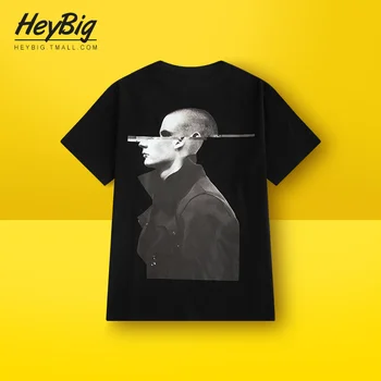 

Loose Simple Funny Printed Tshirt Men Cotton Dessin Anime Horror Halloween Tshirt Black Hiphop Oversized T Shirt Clothing II50DX