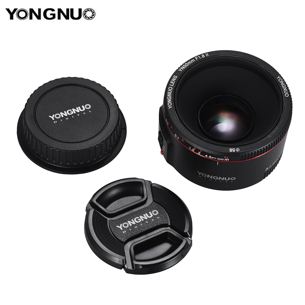 Светодиодная лампа для видеосъемки YONGNUO YN50mm F1.8 II Стандартный объектив с фиксированным фокусным расстоянием большой апертурой Автофокус 0,35 ближайший фокусное Длина для цифровой однообъективной зеркальной камеры Canon EOS 5DII 5diii 5DS 5DSR