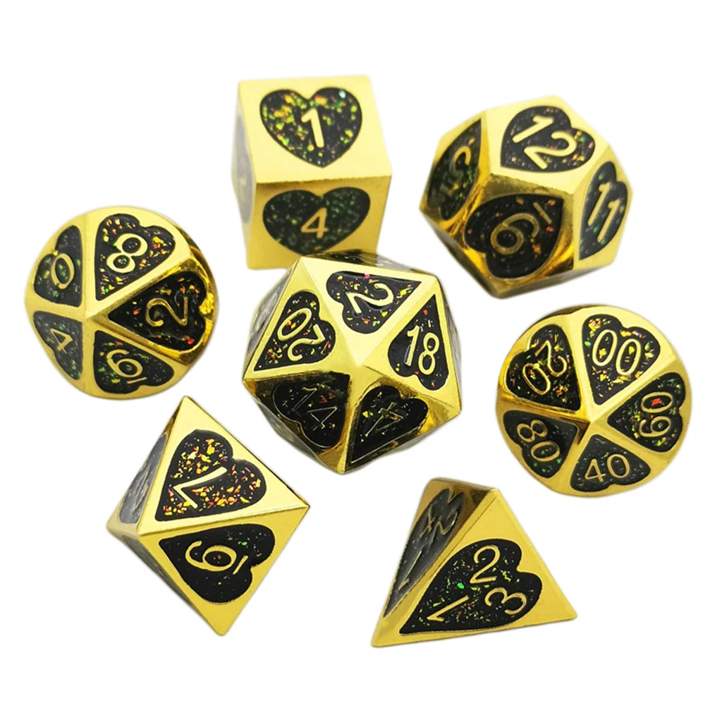 7x Opaque Zinc Alloy Digital Game Polyhedral Dice for MTG DND RPG Role Play Supplies Party Casino Board Game Props