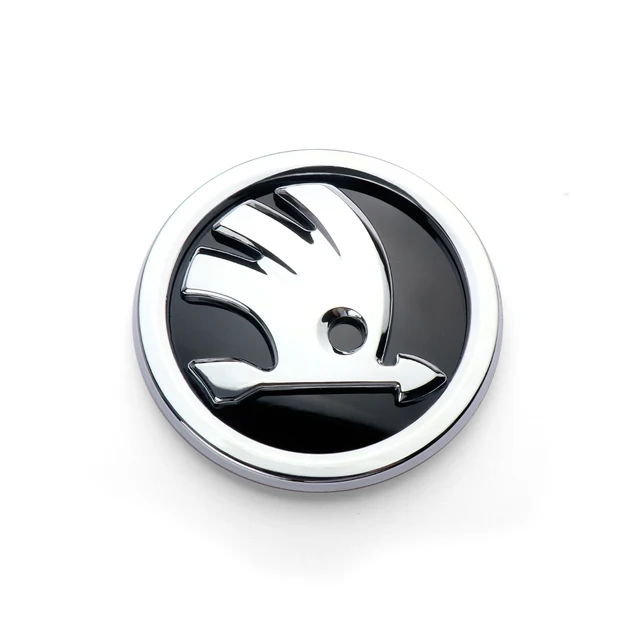 80/90mm Car Emblem ABS Front Hood Bonnet Rear Trunk Decor Sticker For Skoda Yeti Fabia Octavia 3 2 Kodiaq Karoq Rapid Yeti A5 A7 silver-80mm