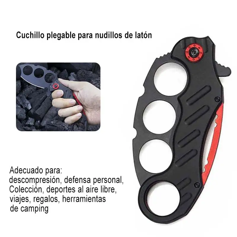 

Brass Knuckle Shape Multifunction Outdoor Camping Knife Folding Knife Self Defense Knife Stainless Steel