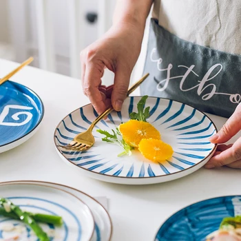 

Ceramic Dessert Salver Hand-painted Steak Western Plate Originality Dish Kitchen Utensils Home Retro Personality Art Tableware