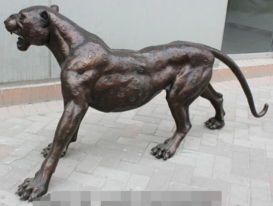 wholesale factory 33"Huge FengShui Folk Classical Bronze Ferocious animals Leopard Panther statue