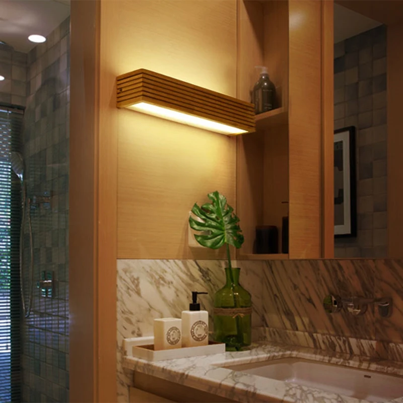 

New Creative Nordic Bedroom Bedside Wood Wall Light 12W Foyer Study Background Lamp Bathroom Mirror Lighting All Wall Sconce Bra