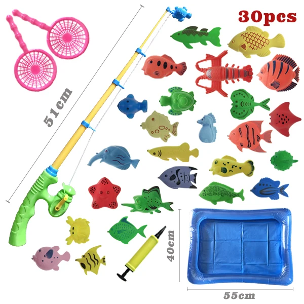 Интерактивные детские магнитные рыболовные игрушки для родителей и детей, набор рыболовных удочек для бассейна, Детская модель для игры в рыболовные игры, уличные игрушки - Цвет: 30Pcs