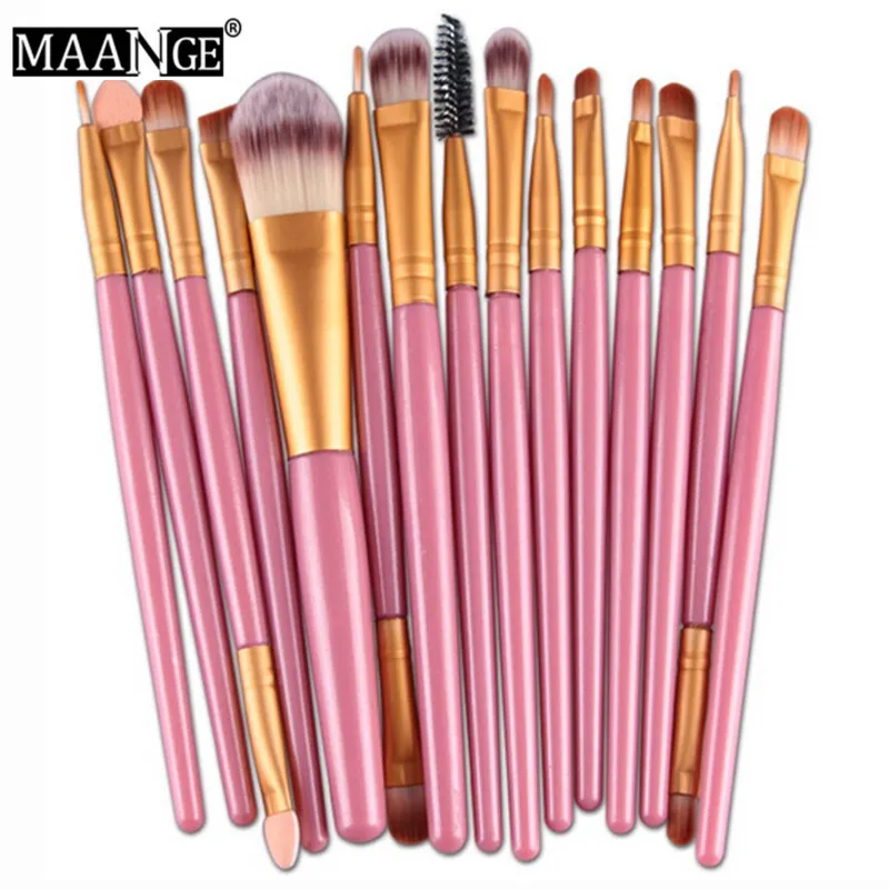 MAANGE Pro 15 шт. тени для век основа для бровей подводка для глаз кисть для губ Макияж косметические кисти макияж набор кистей для макияжа глаз