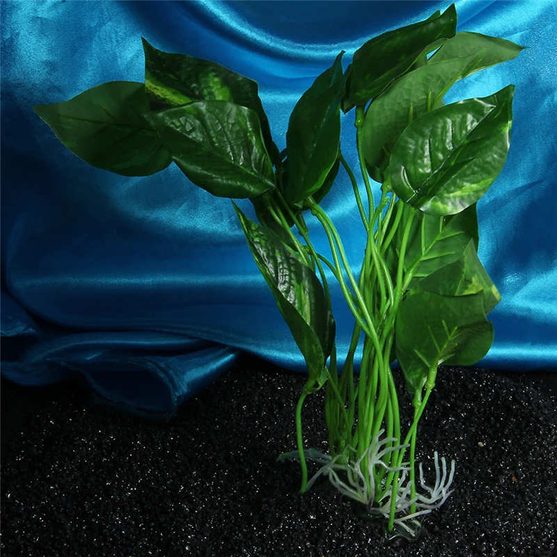 6 28CM Artificial Fish Tank Aquarium Plant Real Look Fish Tank Plastic Under Water Plant Grass Decoration Ornament Green Leaves