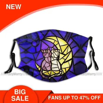 

Sailor Moon Mouth Face Mask Moon Kitties Stained Glass Facial Mask Funny Polyester Adult with 2 Filters Mask