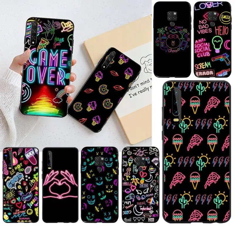 Чехол для телефона Schwarz hintergrund Neon muster Huawei P40 P30 P20 lite Pro Mate 30 20 P Smart 2019 prime|Бамперы| |