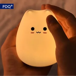 7 cores led night lamp sensor de toque gato silicone animal luzes do quarto lâmpada decorativa gatinho lâmpada luz da noite presente da criança